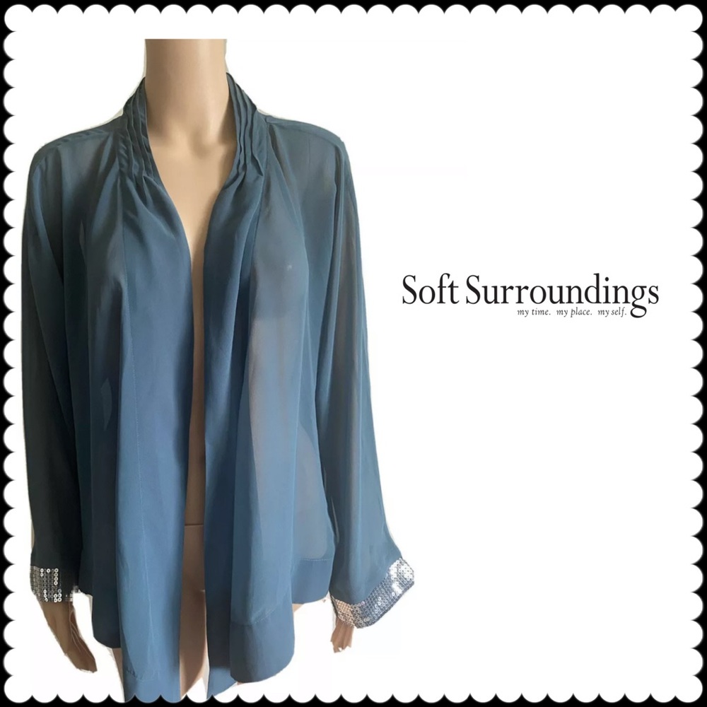 3/$35 Soft Surroundings Sequin Sleeve  Sheer Cardigan